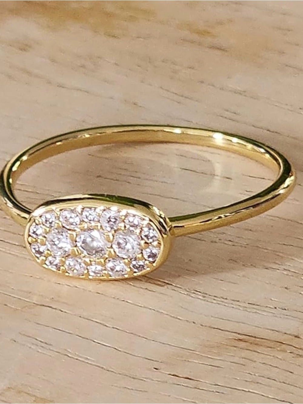 Gold Pavé CZ signet Ring